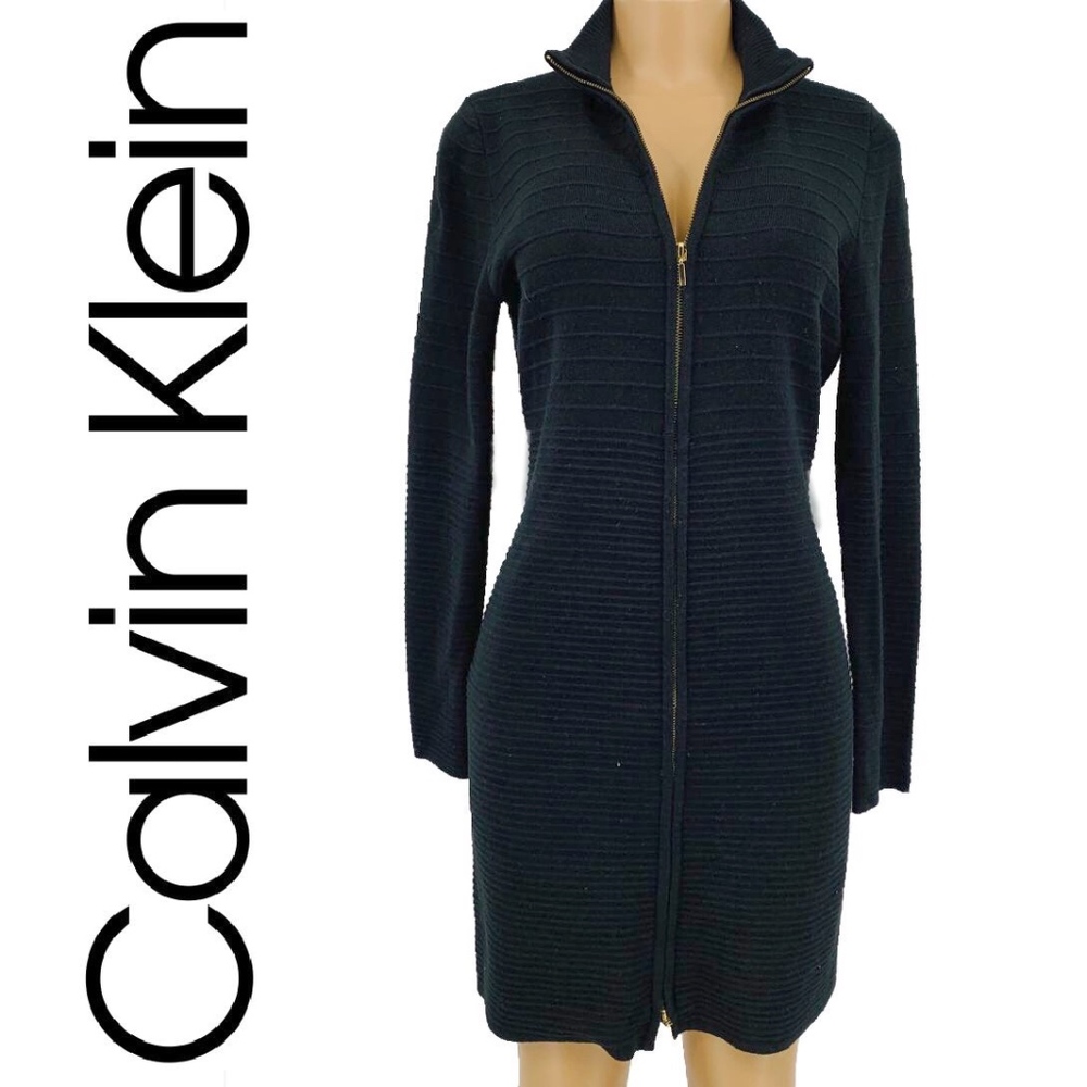 CALVIN KLEIN ZIP SWEATER DRESS - Picture 1 of 6